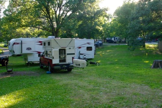 Early Saturday. I can't see out the front, so any visual imposition was on those inside the fifth-wheel.