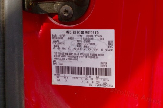 some basic ratings are generally found on the door sticker, including the loaded vehicle weight limit.