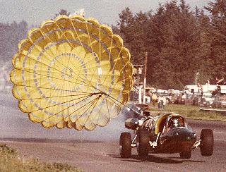 Popping the chute at 200 MPH provokes a momentary wheelstand.
