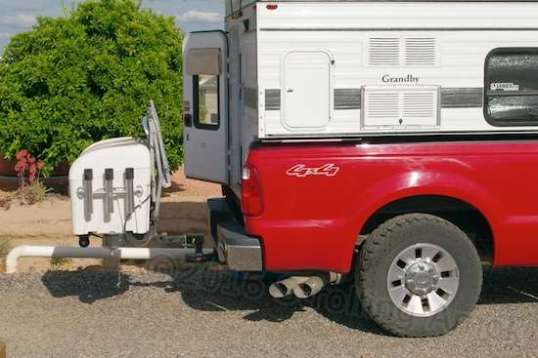 The added length of the Curt adapter moves the box up and back, allowing a full door swing and fairly easy entry from the side.