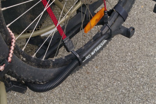 To slow down paint wear on the hoops, I added lengths of split wire looms from the local hardware store.