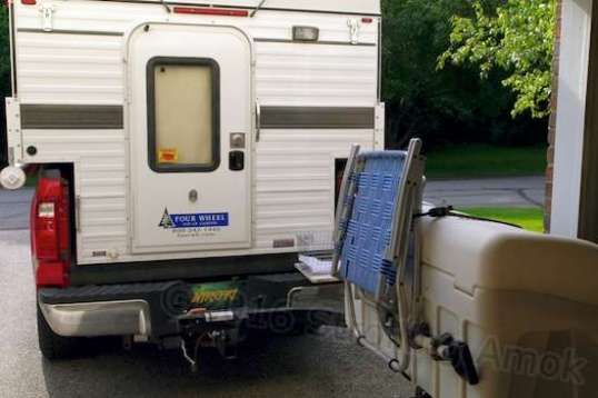 Notice that the fixed section of frame ups the ante a bit when the Curt adapter is used. At normal height without the adapter, the frame makes a handy step.